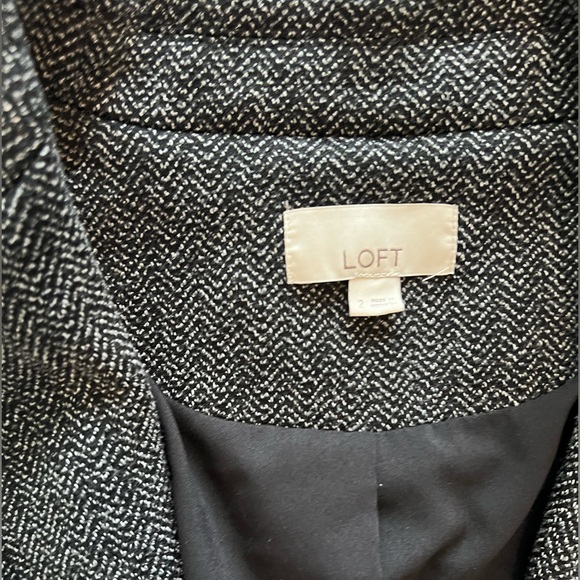 LOFT black & white herringbone blazer 2 - Picture 3 of 6